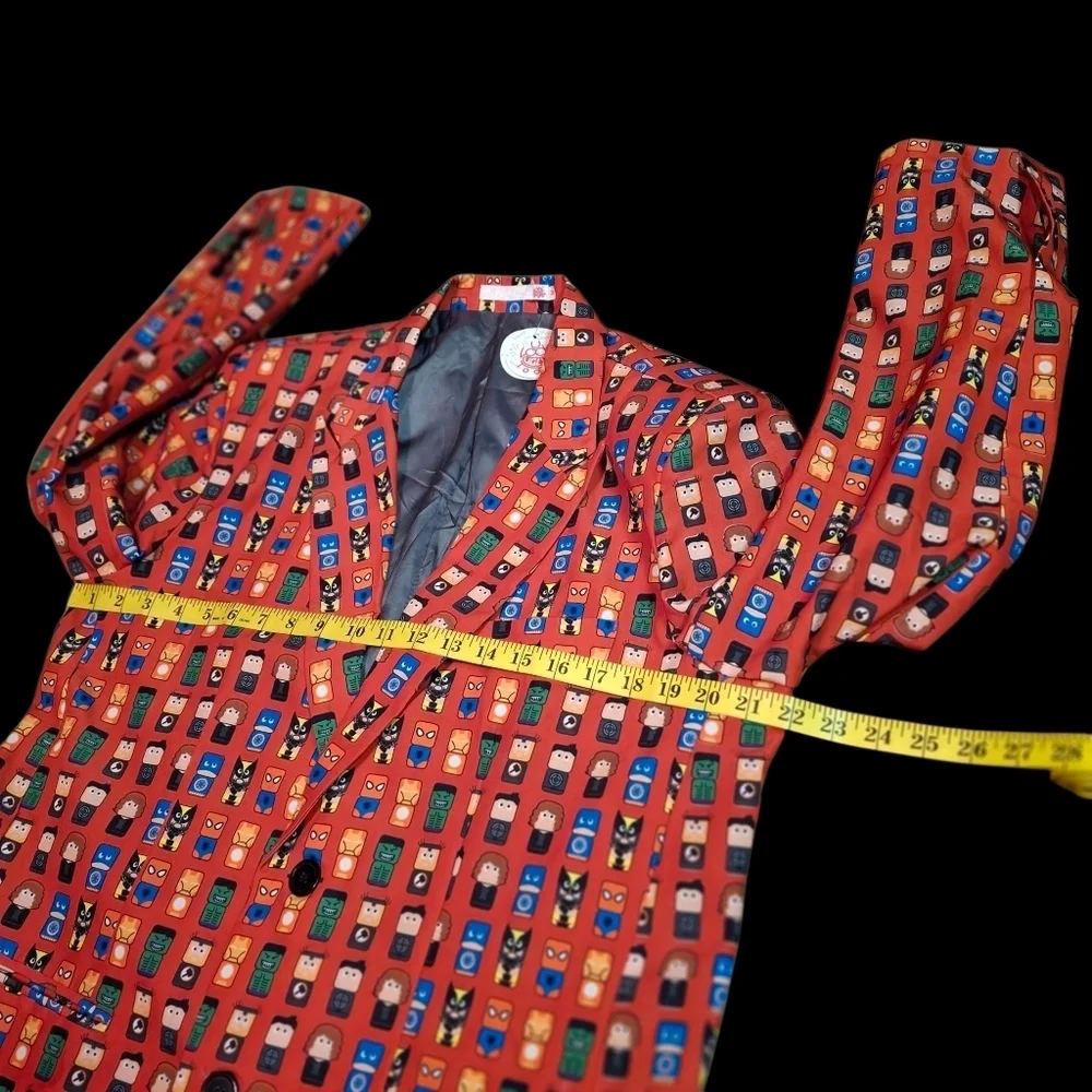 Marvel Mini Mates All Over Print Red Suit Blazer  Men Size Medium